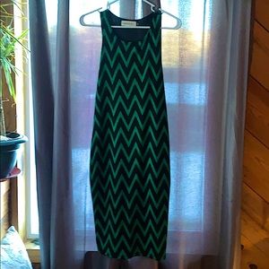 Green Black stripe cocktail dress